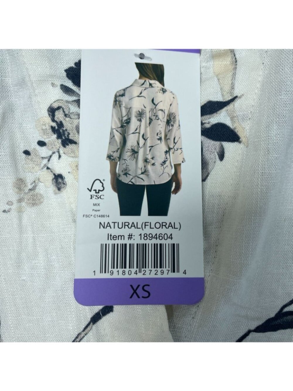 NWT Matty M Women's XS Linen Blend Floral Button-Down Shirt 3/4 Sleeve G2240 - Picture 9 of 11